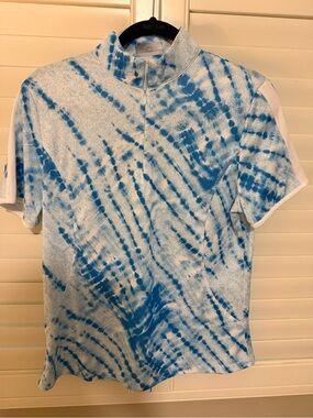Callaway Blue and White Tie-Dye GOLF Short Sleeve Polo